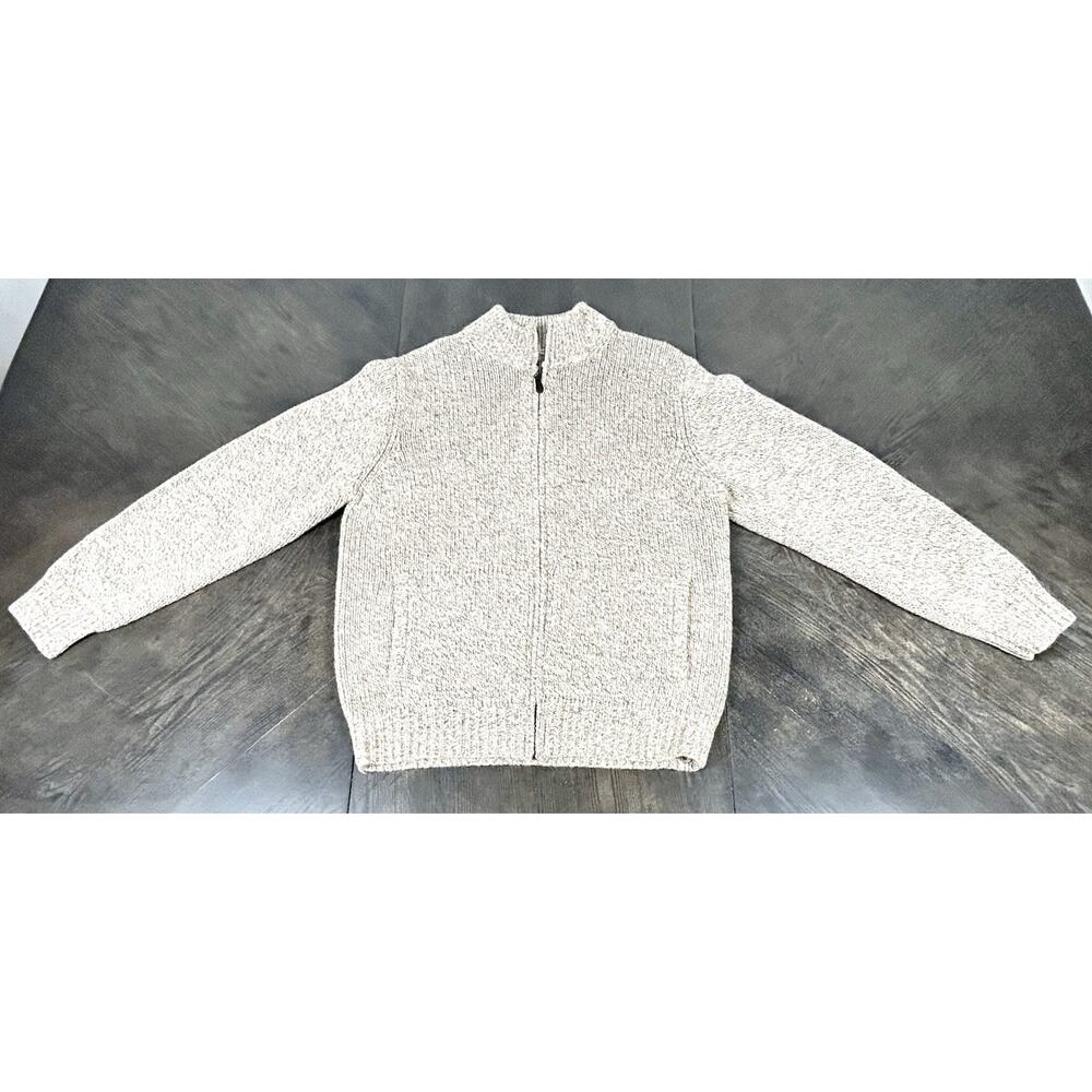 L.L Bean Men's M Heavyweight 100% Lambs Wool Sweater Jacket Beige Oatmeal - Picture 2 of 11